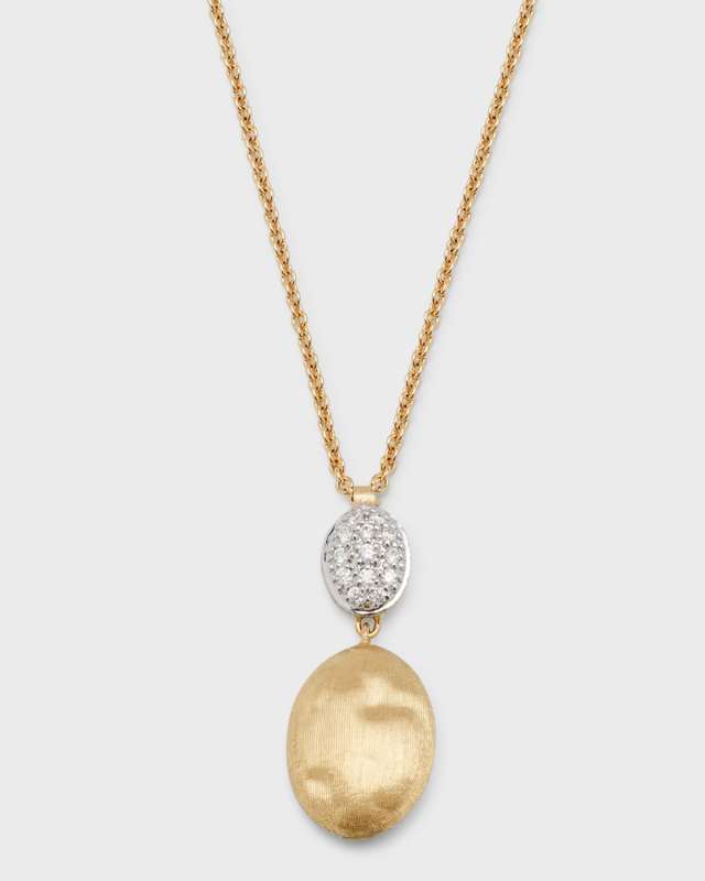 Siviglia 18K Gold & Pave Diamond Hand-Engraved Pendant Necklace